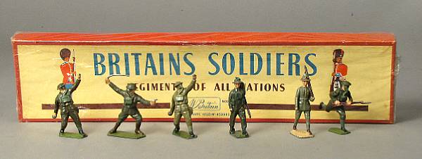 Appraisal: Assortment of William Britain figures Figures depicting WWII actions includes