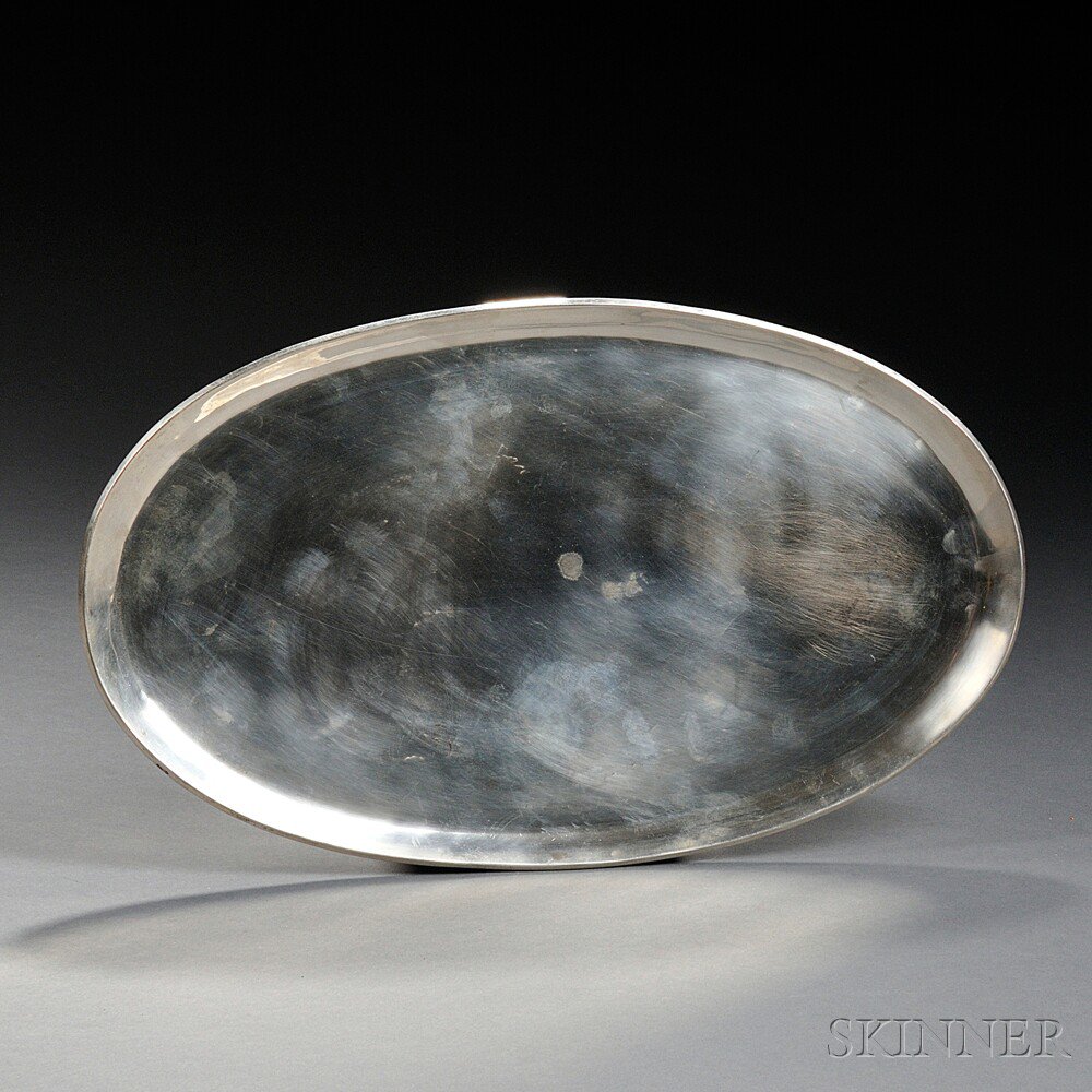 Appraisal: CLS Sterling Silver Tray Mexico Oval tray with raised edge