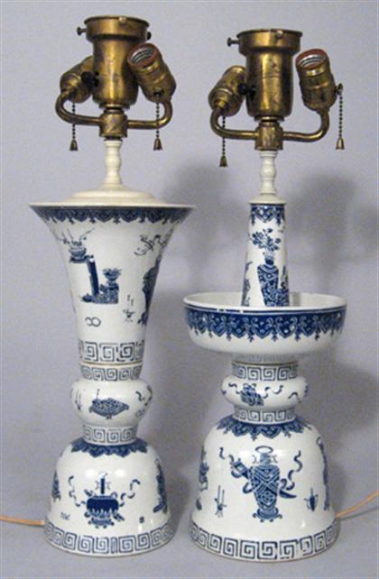 Appraisal: Two Chinese porcelain and blue enameled garniture items mid qing