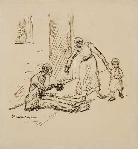 Appraisal: MAX LIEBERMANN Two drawings Bettler pen and ink on tan