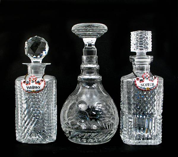 Appraisal: A group of six cut glass decanters with stoppers one