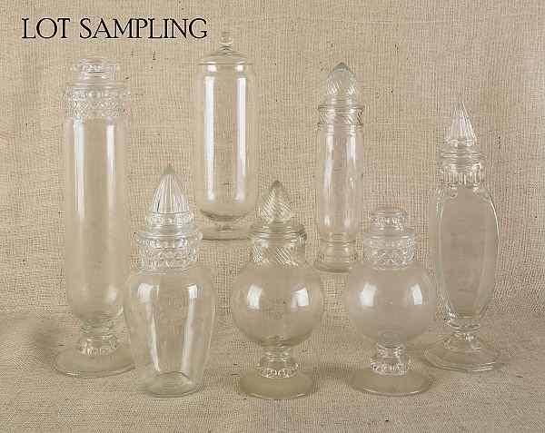 Appraisal: Eighteen colorless apothecary jars tallest -