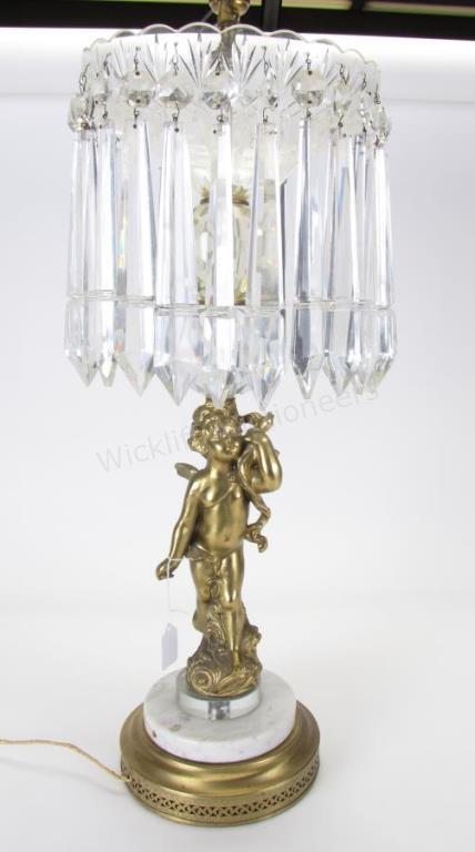 Appraisal: Figural Gilt Metal and Glass Lamp body depicting a standing