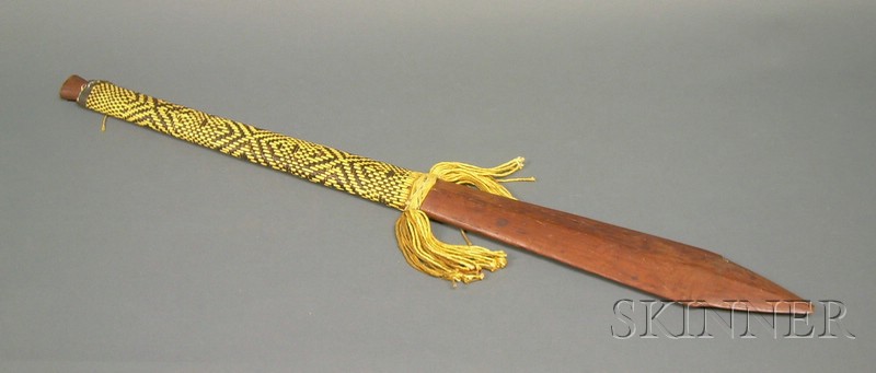 Appraisal: Amazon Carved Wood Club Kayapo the sword blade form with