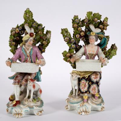 Appraisal: A pair of Chelsea Derby porcelain figures of gallant and