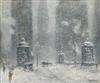 Appraisal: GUY C WIGGINS Chicago Blizzard Oil on canvas s x