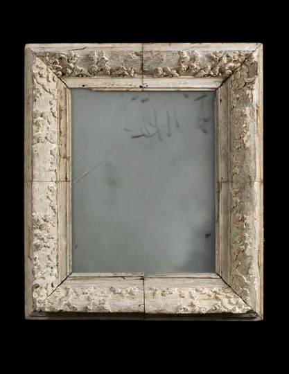 Appraisal: French White-Pickled Carved Wood and Plaster Looking Glass fourth quarter