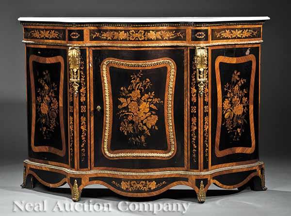 Appraisal: A Napoleon III Parquetry Marquetry and Bronze-Mounted Commode mid- th