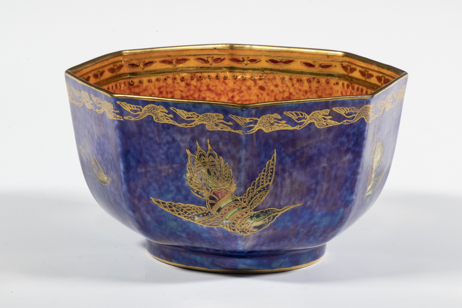 Appraisal: WEDGWOOD FAIRYLAND LUSTRE HUMMINGBIRD BOWL Circa English Octagonal Bowl designed