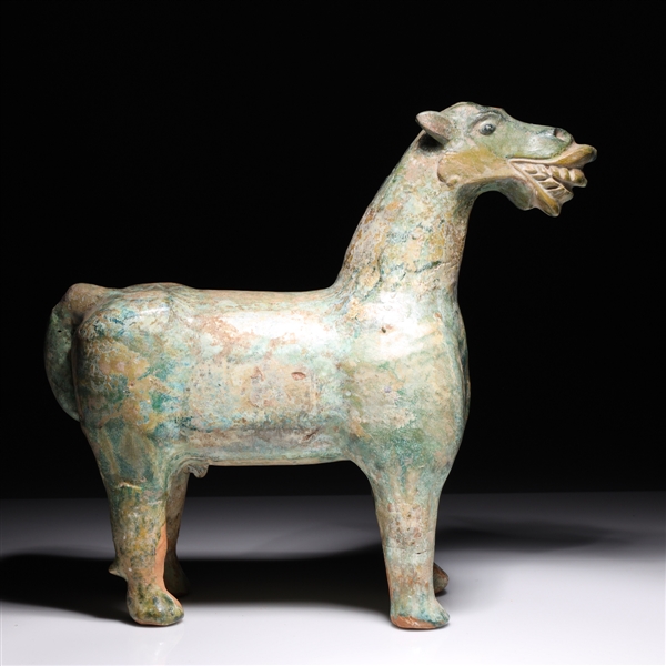 Appraisal: Chinese green glazed Han dynasty pottery horse with certificate of