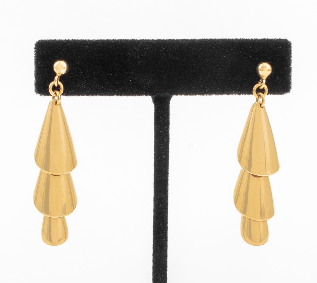 Appraisal: K YELLOW GOLD CONICAL DROP EARRINGS K yellow gold cones