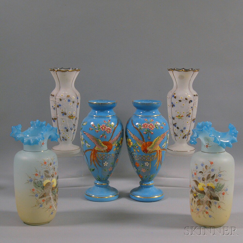 Appraisal: Three Pairs of Assorted Glass Vases th th century a