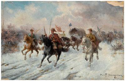 Appraisal: Adolf Baumgartner-Stoiloff painting Adolf Constantin Stoiloff-Baumgartner German - Cossack charge