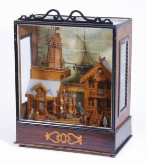 Appraisal: th c Dutch musical automaton w windmill and ships th