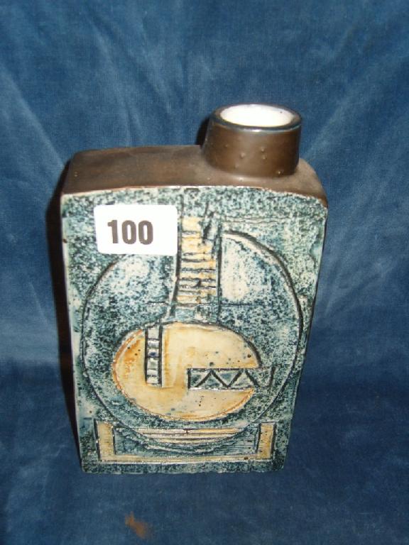 Appraisal: A Troika vase of -sided rectangular form with asymmetrical neck