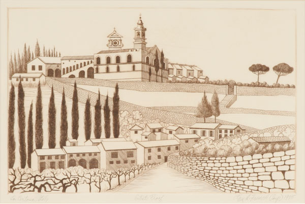 Appraisal: Ray H French American - La Certosa Italy Etching Pencil