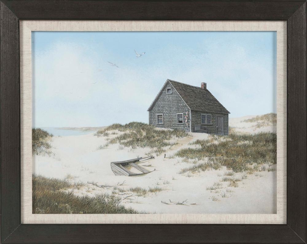 Appraisal: FRED SWAN VERMONT TH CENTURY SHORE SCENE WITH LONE COTTAGE