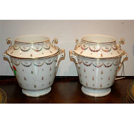 Appraisal: Pair of Paris Floral Decorated Porcelain Fruit Coolers Estimate -