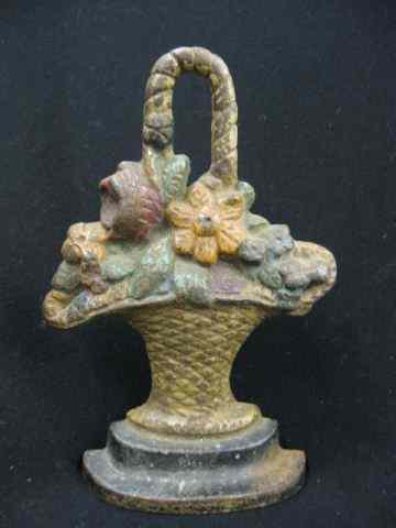 Appraisal: Cast Iron Figural Doorstop basket of flowers ''