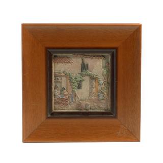 Appraisal: Framed California Art Tile Framed Ladies At Hacienda Length Square