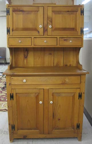 Appraisal: PINE HUTCH American antique reproduction with upper and lower double-door