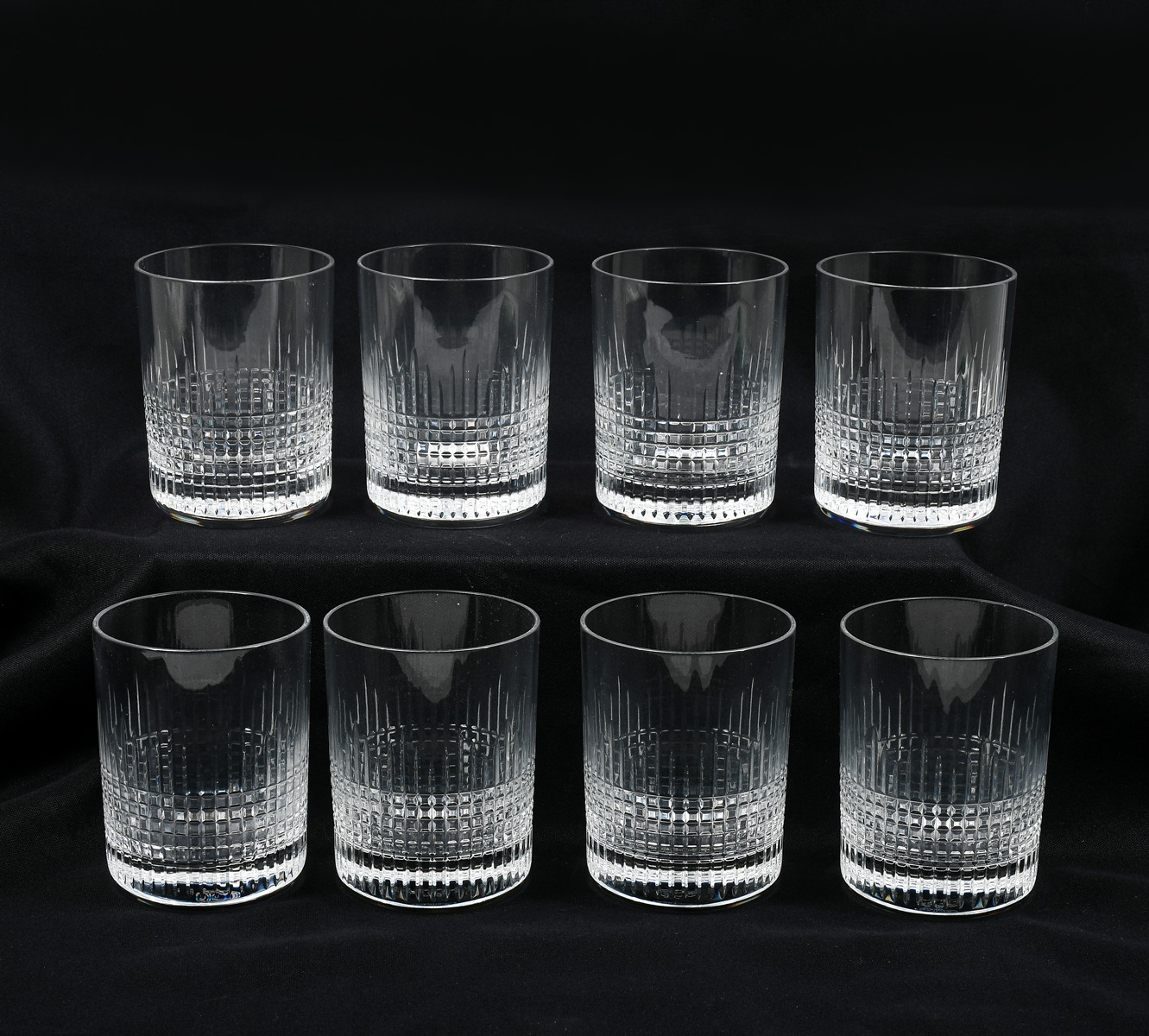 Appraisal: PC BACCARAT ''NANCY'' ROCKS GLASSES Baccarat ''Nancy'' pattern crystal rocks