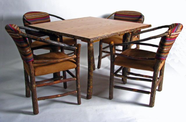 Appraisal: Old Hickory Furniture card table and four chairs including set