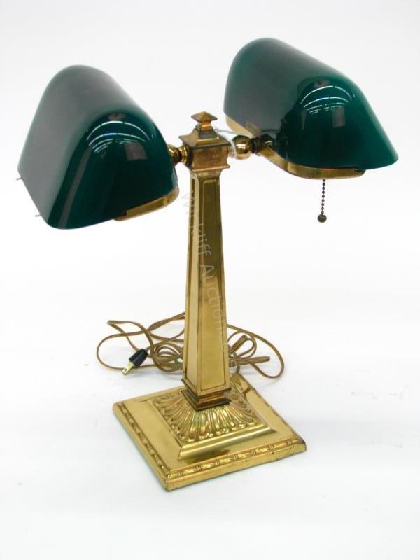 Appraisal: An antique Emeralite lamp model Desk Lamp double fixture brass