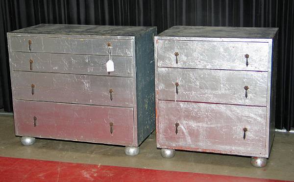 Appraisal: A pair of contemporary silver painted chests of drawers height