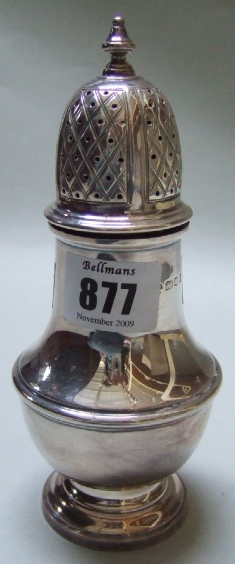 Appraisal: A silver baluster shaped sugar caster on a circular foot