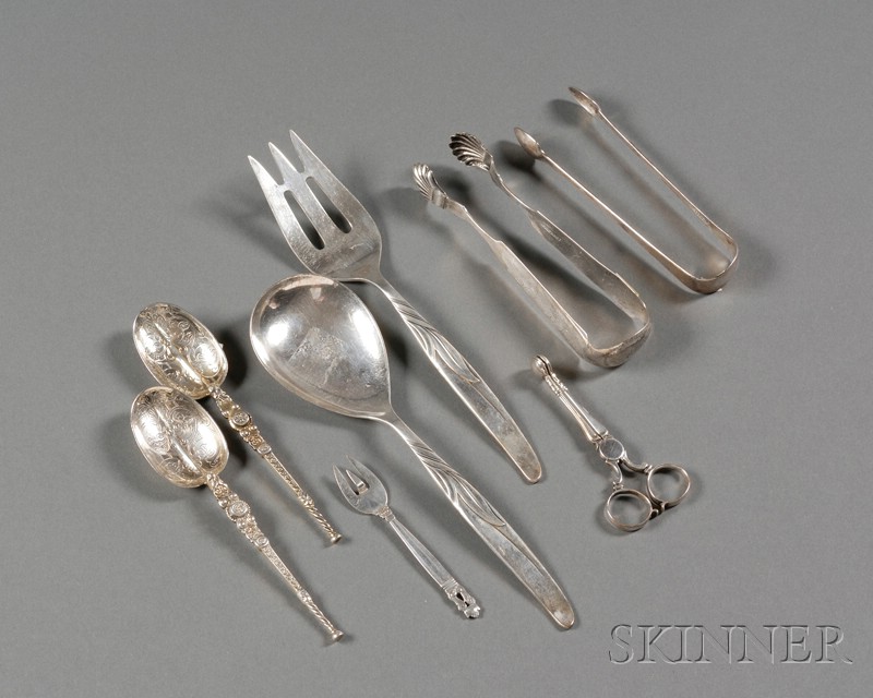 Appraisal: Eight Assorted Silver Flatware Items comprising a pair of J