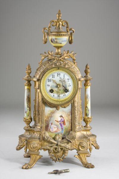 Appraisal: Le Roy Paris Mantel Clock th c key-wound brass time