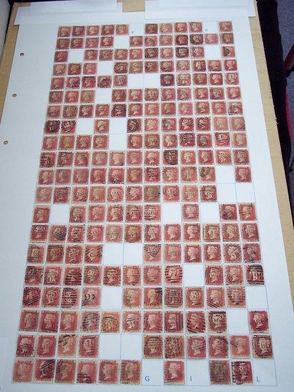 Appraisal: Queen Victoria Penny Red stamps plate displayed on sheet mostly