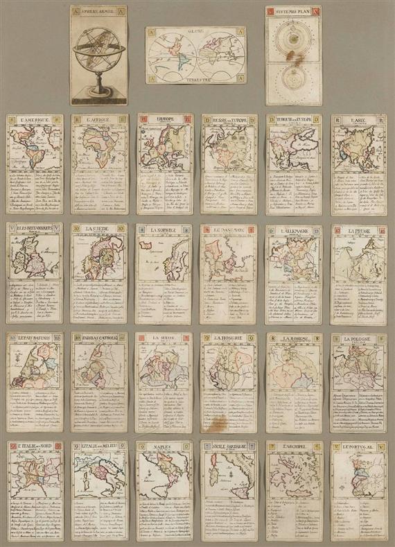 Appraisal: PLAYING CARDS Cards with depictions of maps of various countries