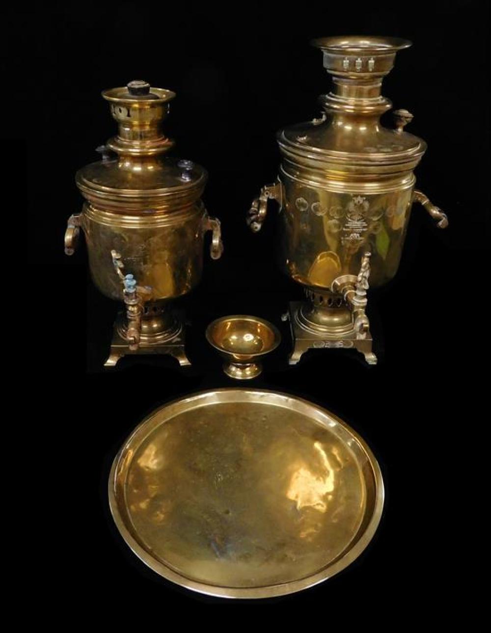 Appraisal: Two Russian Brass Samovars late th early th C ringed