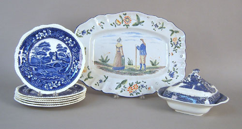 Appraisal: Miscellaneous porcelain to include Blue Willow covered tureen six Copeland