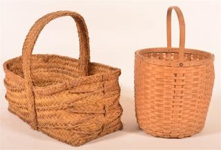 Appraisal: Two Various th Century Woven Baskets Two Various th Century