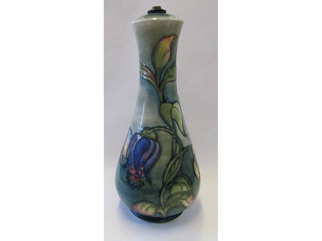 Appraisal: Moorcroft lampbase decorated with fuchsias on green ground impressed marks