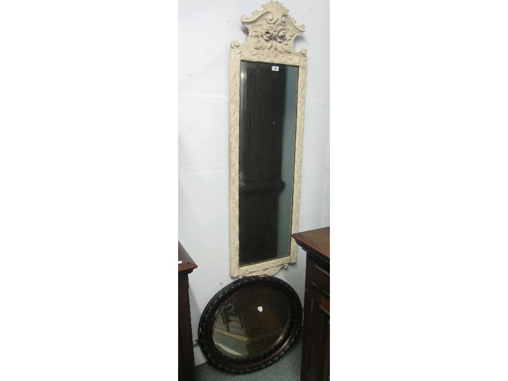 Appraisal: Lot comprising carved and stained wood dressing mirror and a