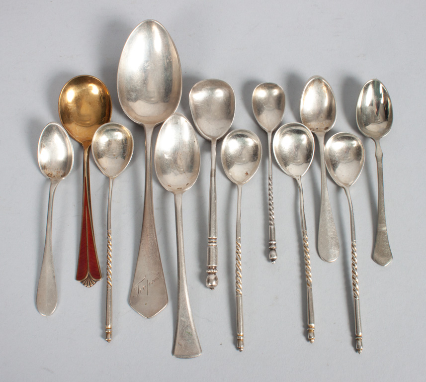 Appraisal: Eleven Russian Austrian silver spoons together with a Norwegian gilt