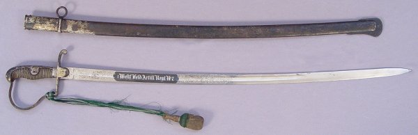 Appraisal: GERMAN IMPERIAL REGIMENTAL ARTILLERY OFFICERS SWORD Circa Excellent blade with