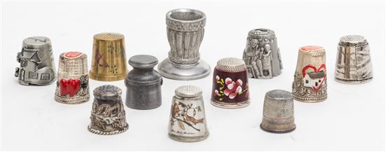 Appraisal: Sale Lot A Collection of Silver and Metal Thimbles comprising