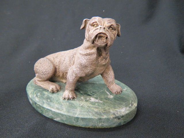 Appraisal: Sterling Silver Figurine of a Bulldog fine detail oval green