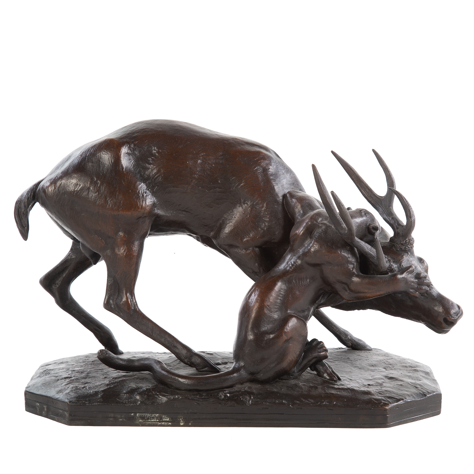 Appraisal: ANTOINNE LOUIS BARYE PANTHER STAG BRONZE French - Large group