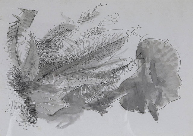 Appraisal: RAYMOND COXON - Fern Leaves and Bracken signed pen and