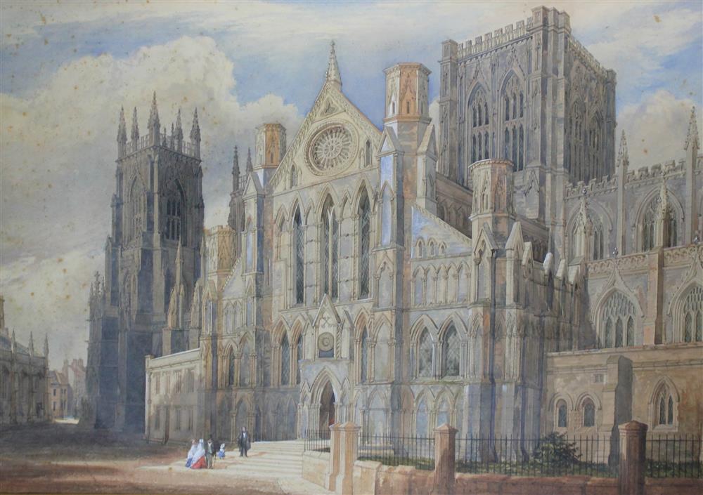 Appraisal: BRITISH SCHOOL TH CENTURY YORK MINSTER Watercolor x in Framed