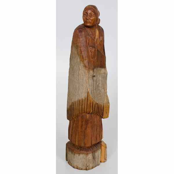 Appraisal: John Boomer American th century The Blanket Carved wooden sculpture