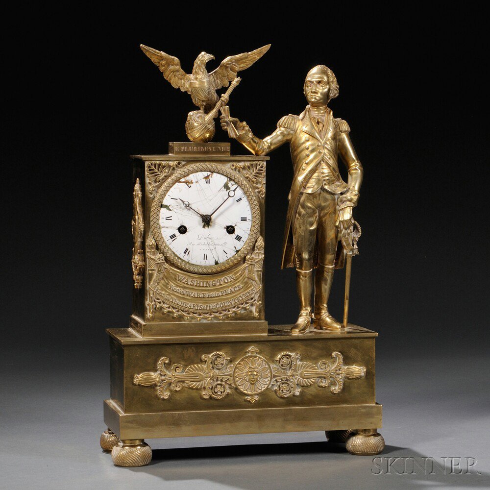 Appraisal: Dubuc Figural Mantel Clock Depicting George Washington Paris c the