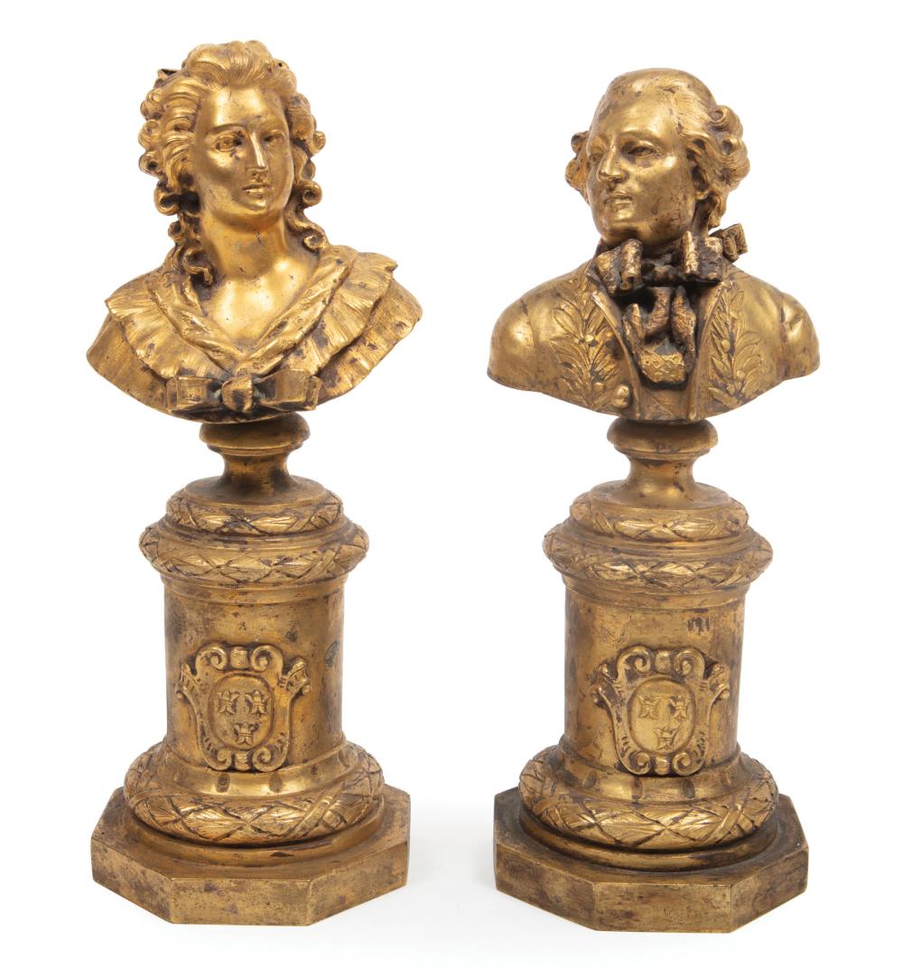 Appraisal: Pair of Antique French Bronze Portrait Busts of French Royalty