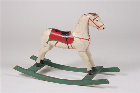 Appraisal: CARVED WOODEN AND PAINTED CHILD'S ROCKING HORSE Ears mane and